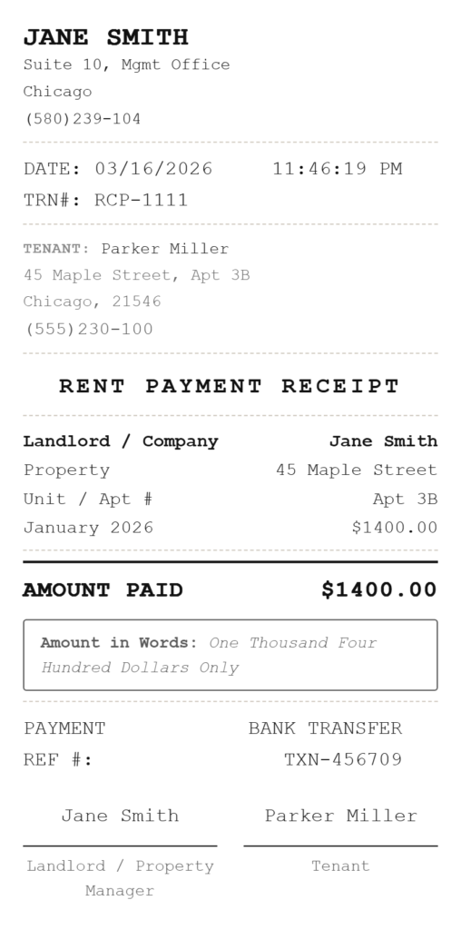 rent receipt generator