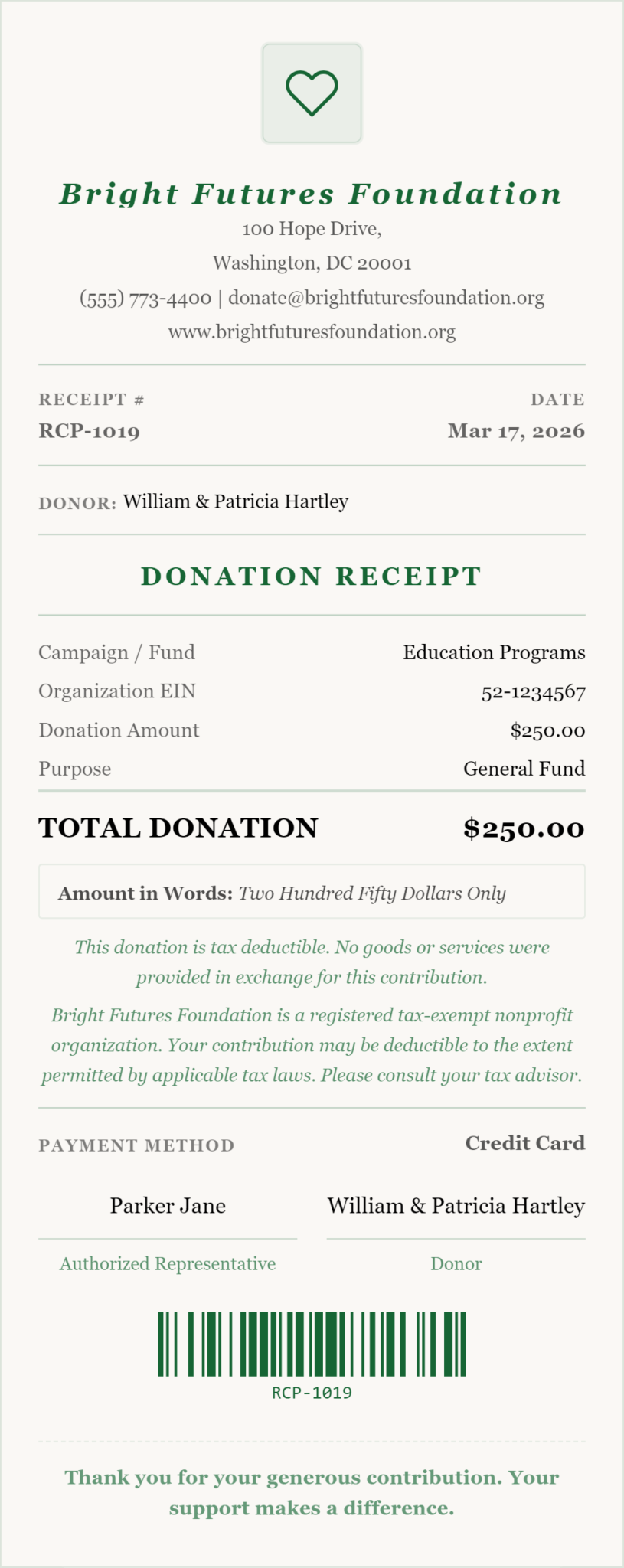 Picture of Free Donation Receipt Generator - Tax Deductible Fields ...