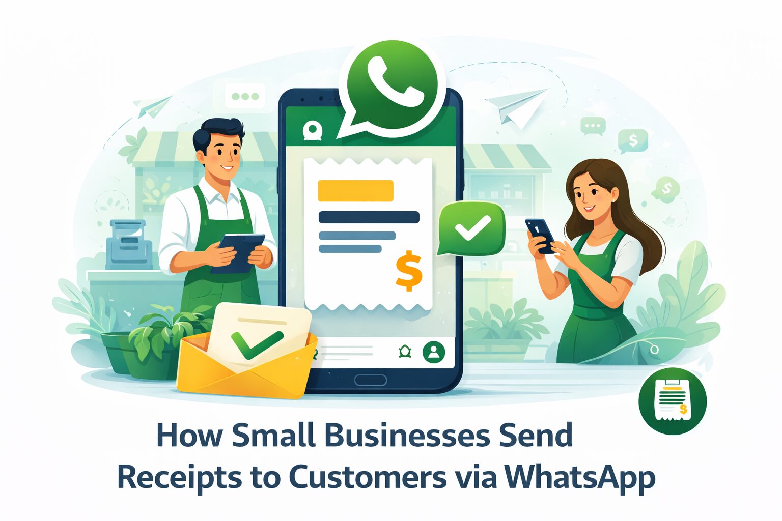 small business owner sending receipt via WhatsApp