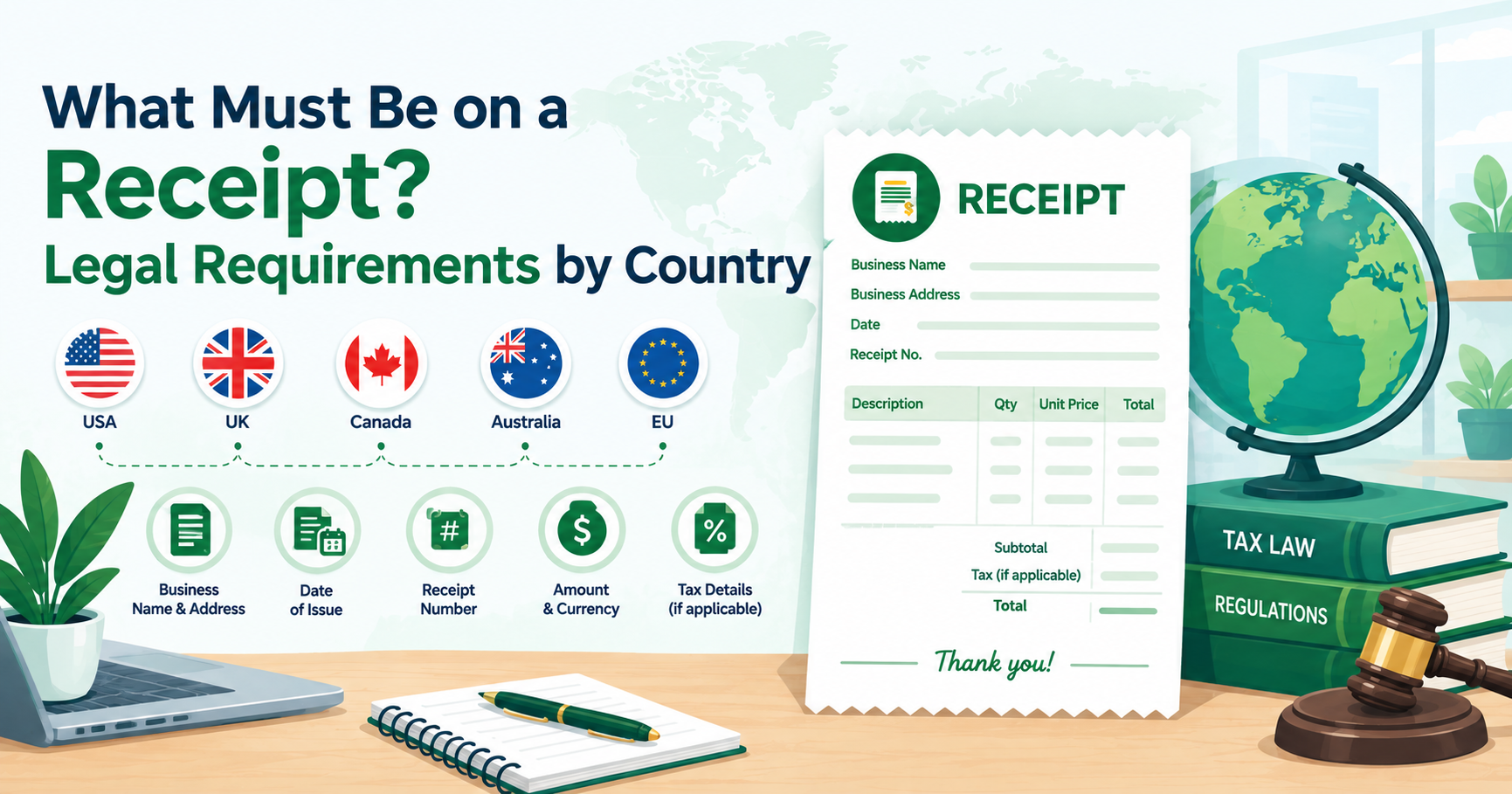 What Must Be on a Receipt? Legal requirements by Country